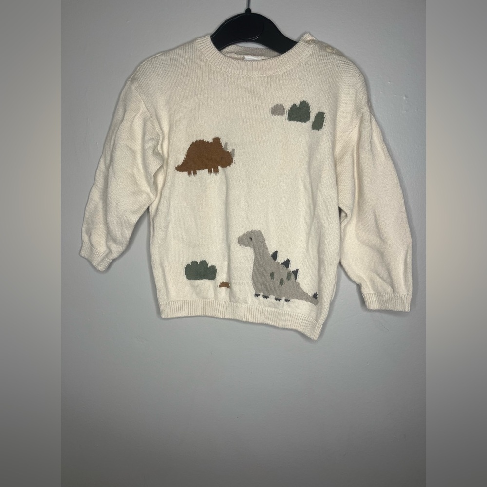 H&M Cream Dinosaur Sweater Size 3T